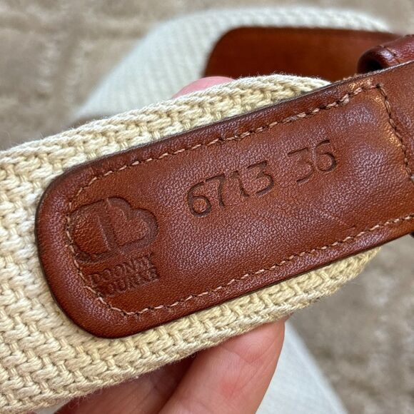 Dooney & Bourke VTG Leather Fabric Belt Women's 36 Tan Brown Solid Brass Buckle - Picture 5 of 8